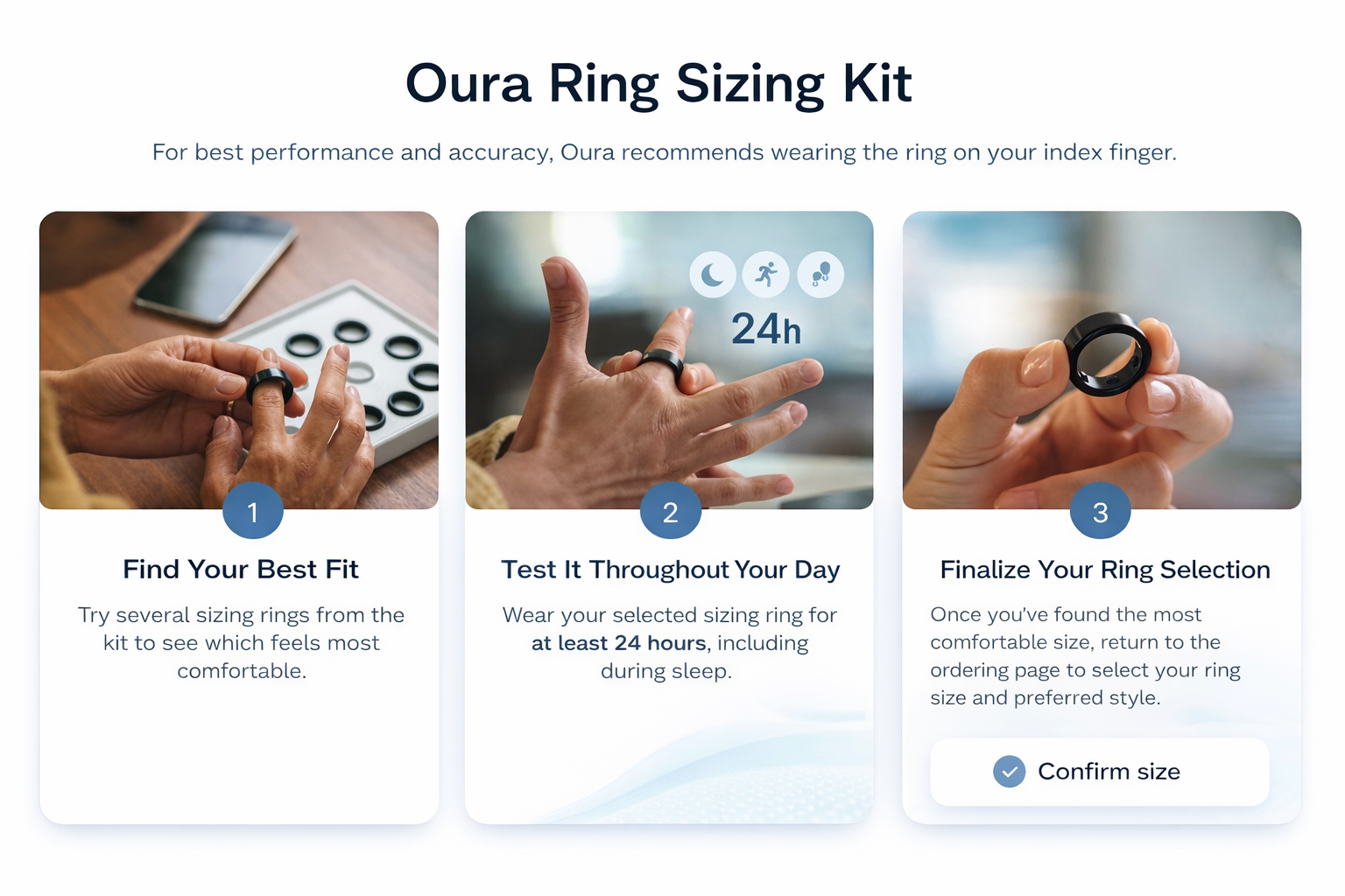 Oura Ring Sizing Kit — try on sizes, wear for 24 hours, then order